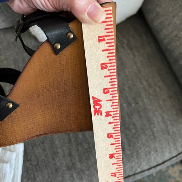 Morgan De Toi Platform Wedge Sandals Size 40/ US 10 Leather Nail Head - Picture 10 of 10